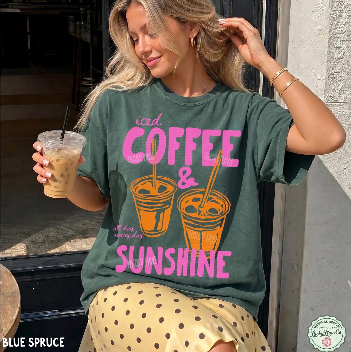 Iced Coffee and Sunshine Shirt, Iced Coffee Shirt, Coffee Lover Gifts, Summer Tshirt, Summer Vibes Shirt, Coffee TShirt, Comfort Colors® Tee