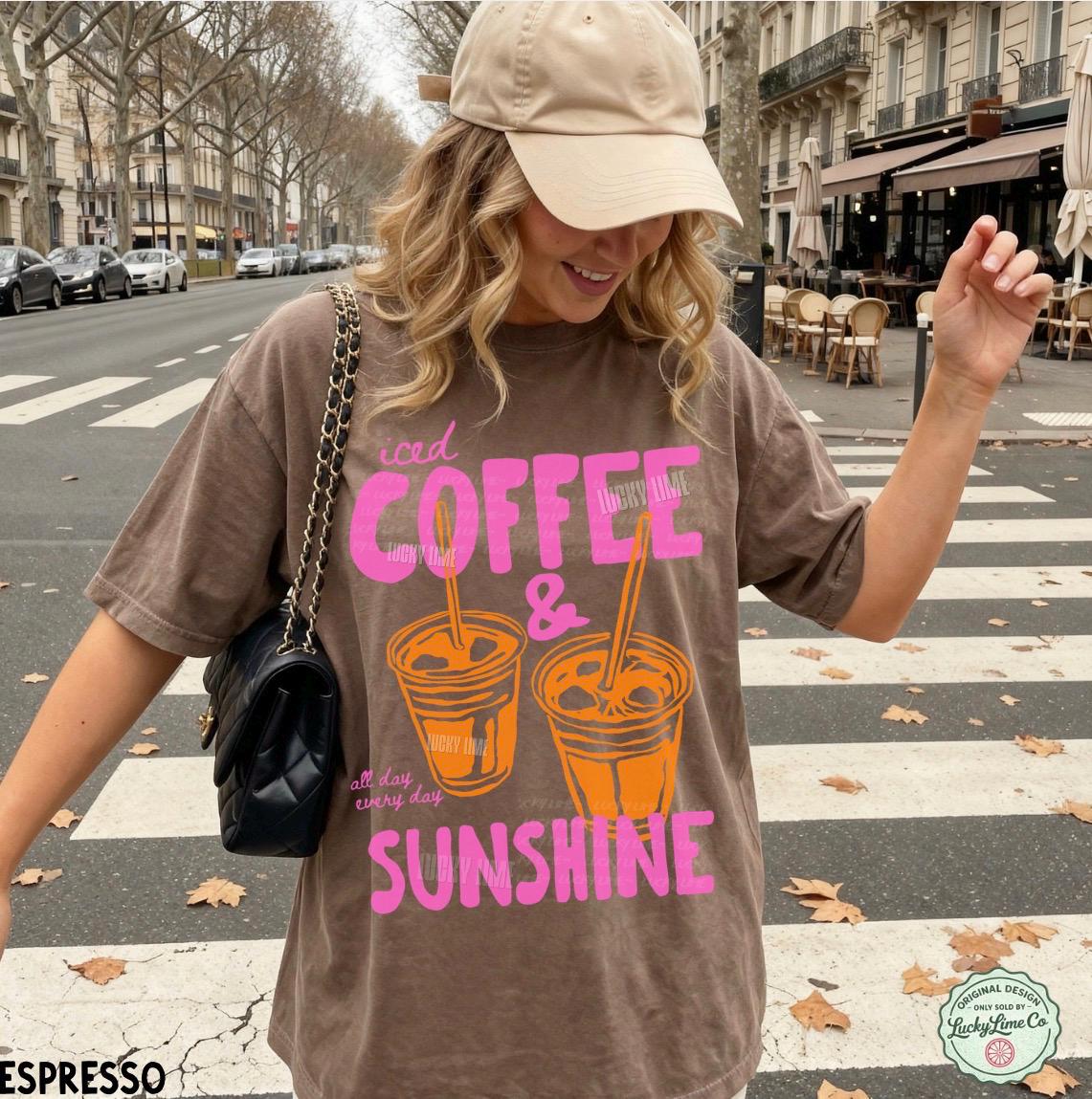 Iced Coffee and Sunshine Shirt, Iced Coffee Shirt, Coffee Lover Gifts, Summer Tshirt, Summer Vibes Shirt, Coffee TShirt, Comfort Colors® Tee