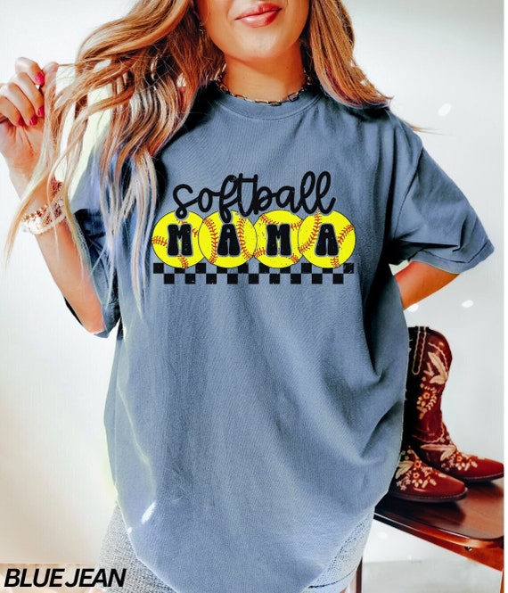 Softball Mama Shirt, Retro Checkered Mama Shirt, T Ball Mom, Softball Mom Shirt, Gift for Mom, Sports Mom Shirt, Comfort Colors®, Game Day