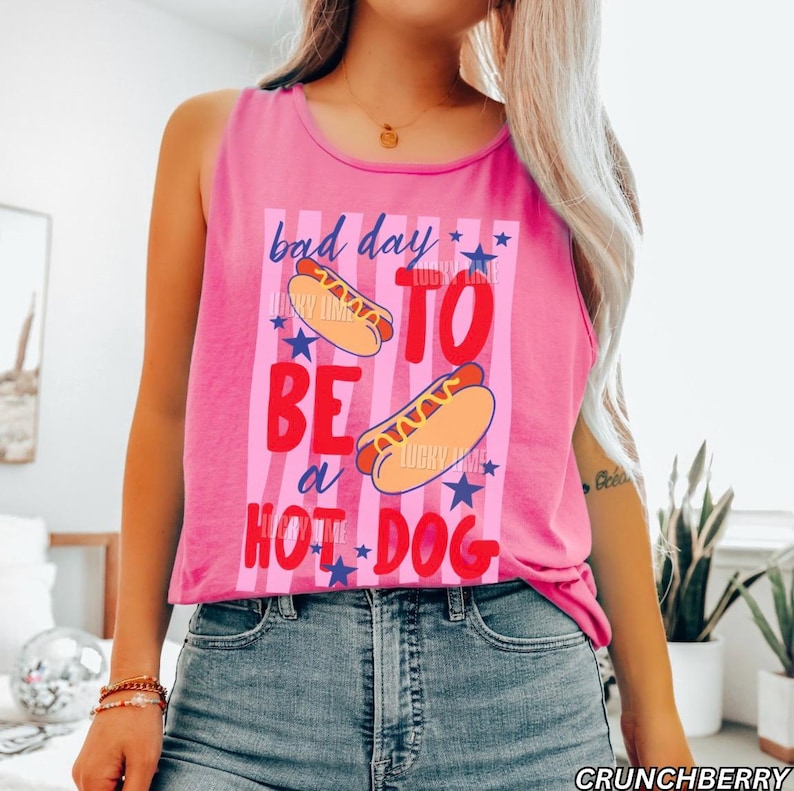 Bad Day To Be a Hotdog-tanktop, hotdogshirt, Comfort Colors®-tanktop, Bad Day To Be a Hotdog, grappig 4 juli-shirt, Labor Day-shirts Crunchberry