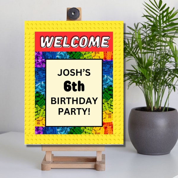 Building Blocks Welcome Sign Colorful Toy Bricks Birthday Party Poster Building Bricks Sign Welcome Poster Digital Birthday Banner Template