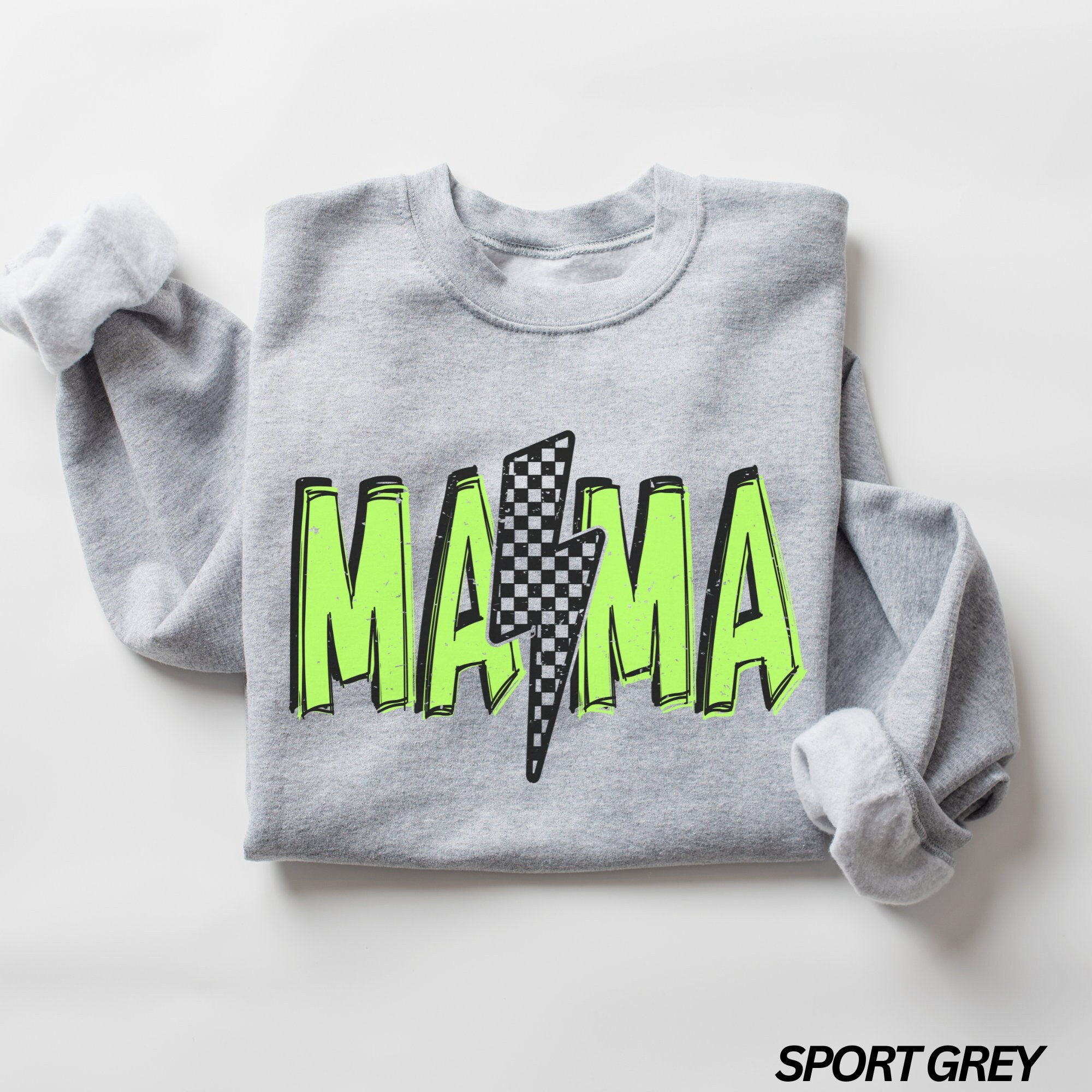 Y&S❤︎mama Checkered Mama Sweatshirt, Retro Neon Mom Sweatshirt, Cool Mom