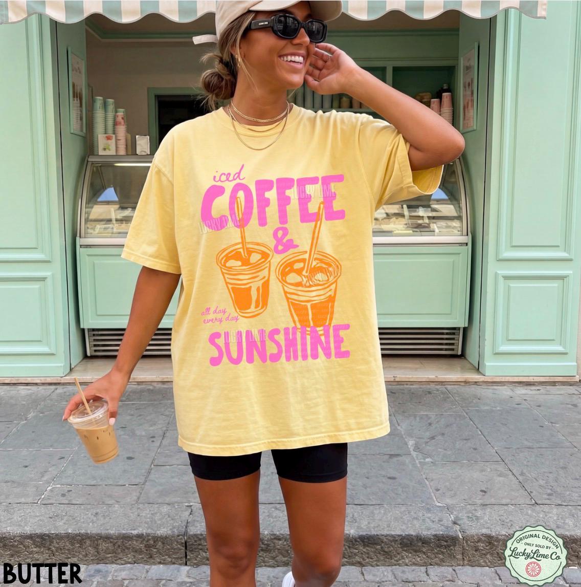 Iced Coffee and Sunshine Shirt, Iced Coffee Shirt, Coffee Lover Gifts, Summer Tshirt, Summer Vibes Shirt, Coffee TShirt, Comfort Colors® Tee