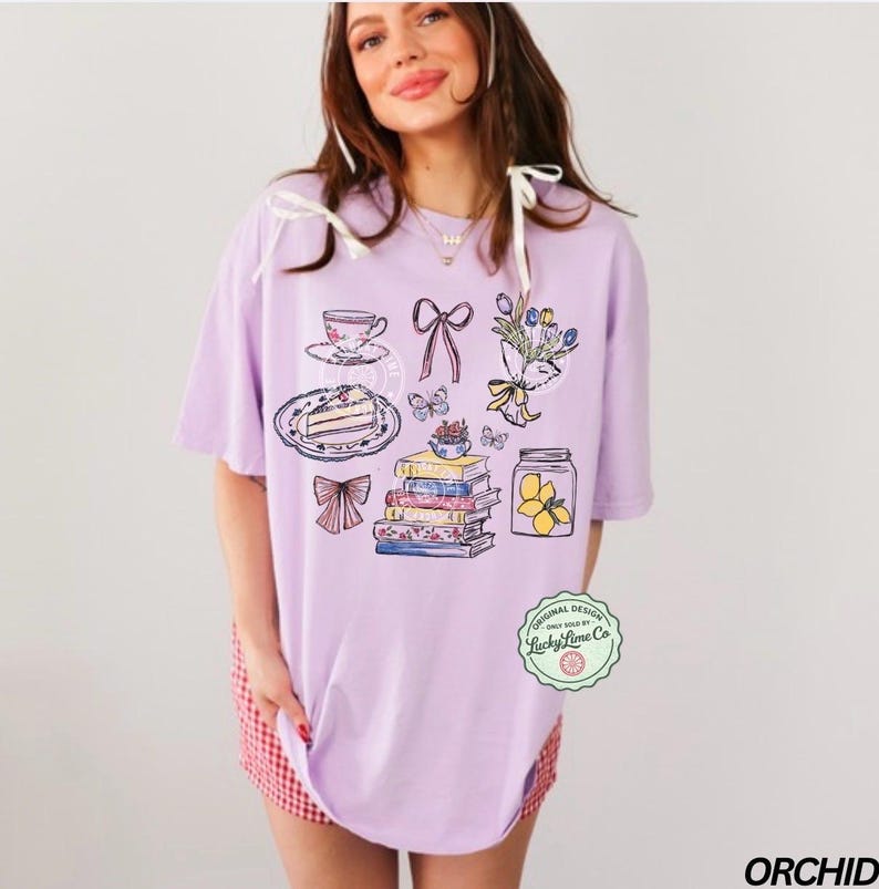 Comfort Colors® Cottagecore Shirt, Bookish Shirt, Vintage Flower Top, Floral Rococo Tshirt, Whimsical Spring Graphic Tee, Cottage Core Shirt Orchid
