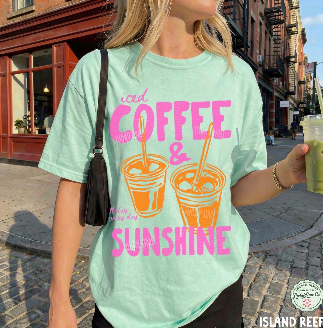 Iced Coffee and Sunshine Shirt, Iced Coffee Shirt, Coffee Lover Gifts, Summer Tshirt, Summer Vibes Shirt, Coffee TShirt, Comfort Colors® Tee