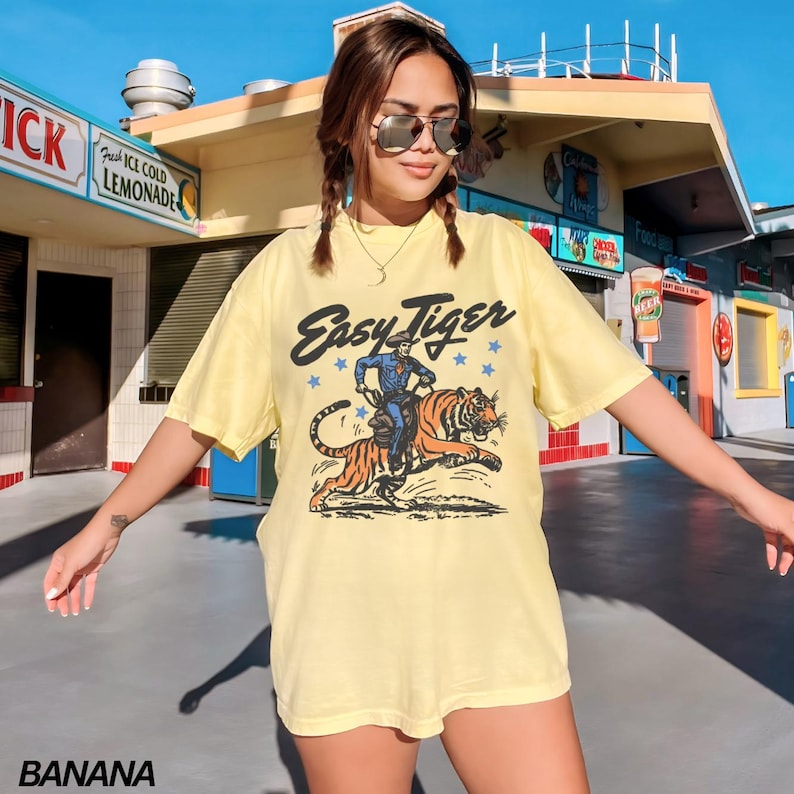 Easy Tiger Shirt, Retro Tiger Shirt, Easy Tiger Tshirt, Funny Shirt, Adult Humor, Comfort Colors® Shirt, Retro Festival Shirt, Boho Hippie Banana