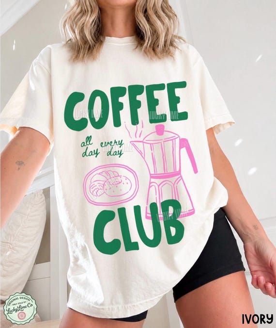 Coffee Club Shirt, Comfort Colors® Tee, Coffee Lover Shirt, Retro Coffee Shirt, Coffee Club Tshirt, Foodie Gift, Aesthetic Shirt, Trendy Tee