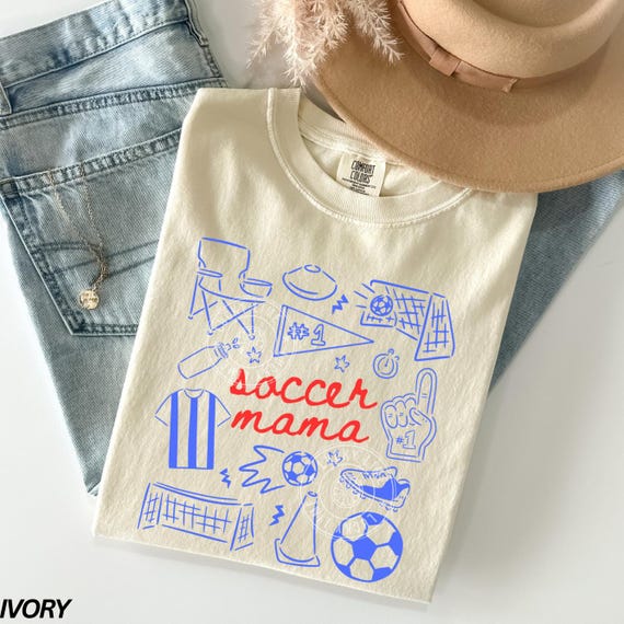 Comfort Colors® Soccer Mama Shirt, Soccer Season SHirt, Soccer Mom Tee, Game Day Graphic Tee, Sports Mom Shirt, Sports Doodle Tshirt