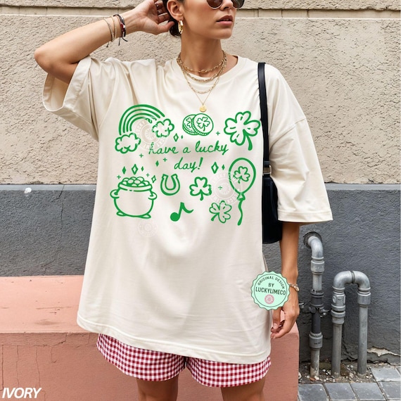 Comfort Colors® Lucky Shirt, Retro Shamrock Shirt, Womens Shenanigans Tee, Cute St Patricks Day Tshirt, Irish Shirt, Four Leaf Clover Shirt