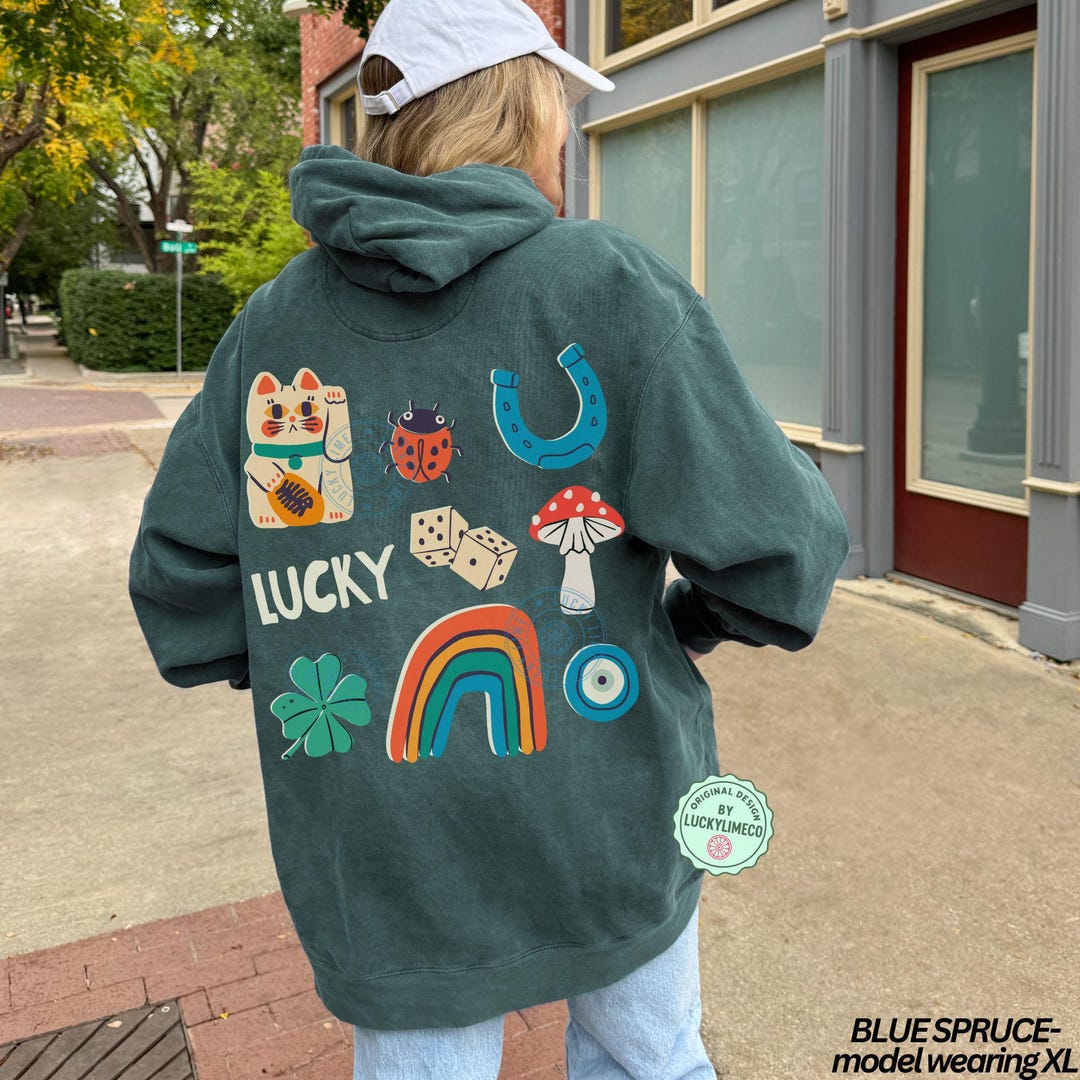 Comfort Colors® Lucky Hoodie, Luck Sweatshirt, Back Design Hoodie