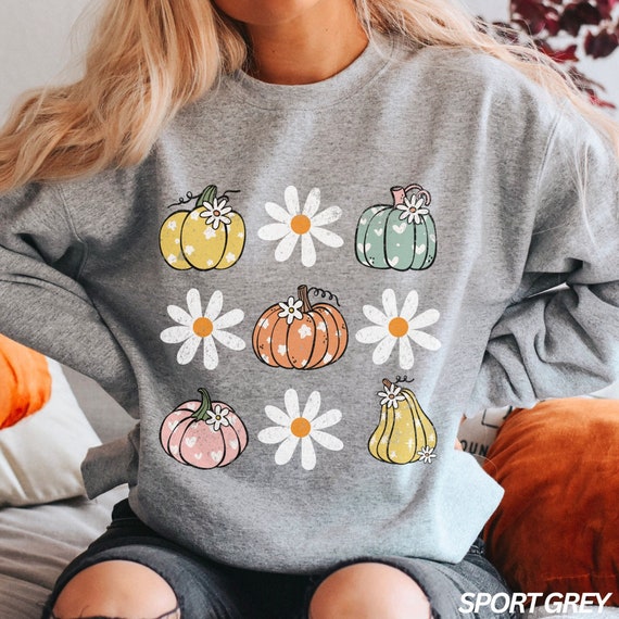 Felpa di Halloween con zucca, felpa con zucca floreale, maglietta