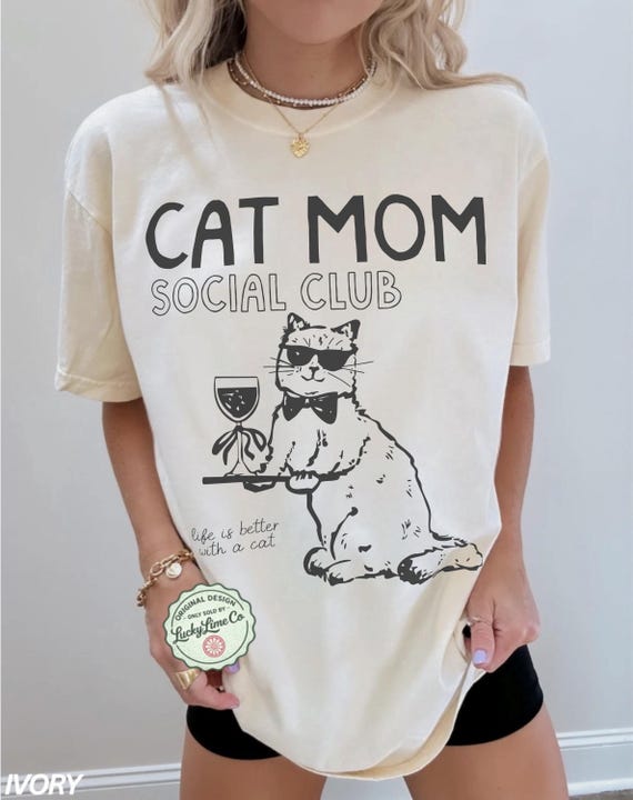 Cat Mom Social Club Shirt, Comfort Colors® Cat Mom TShirt, Gift For Cat Mom, Funny Cat Shirt, Cat Lover Shirt, New Cat Mom Shirt, Fur Mama