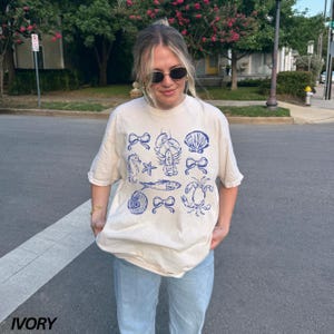 Comfort Colors® Coastal Shirt, Seashell Shirt, Seaside Shirt, Ocean Shirt, Fisherman Aesthetic Shirt, Lobster Shirt, Oyster Shirt, Coquette Ivory