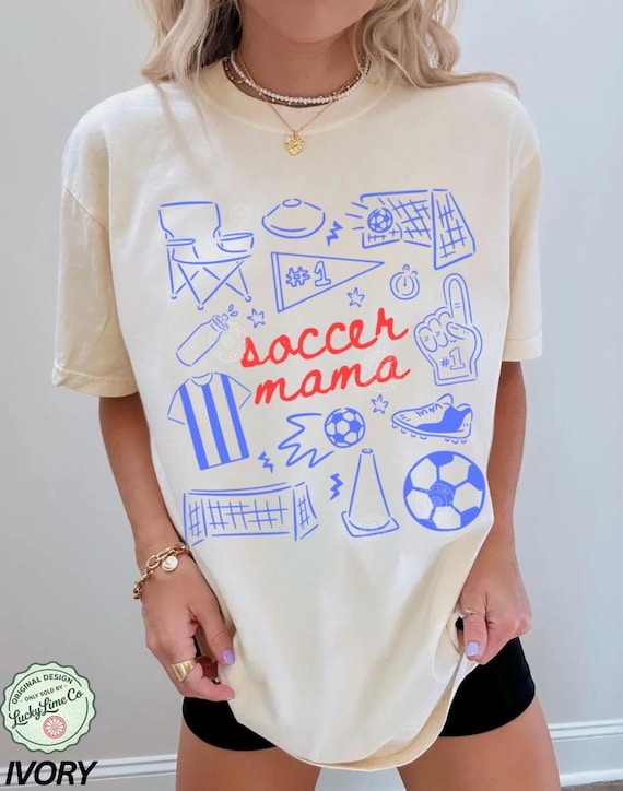 Comfort Colors® Soccer Mama Shirt, Soccer Season SHirt, Soccer Mom Tee, Game Day Graphic Tee, Sports Mom Shirt, Sports Doodle Tshirt