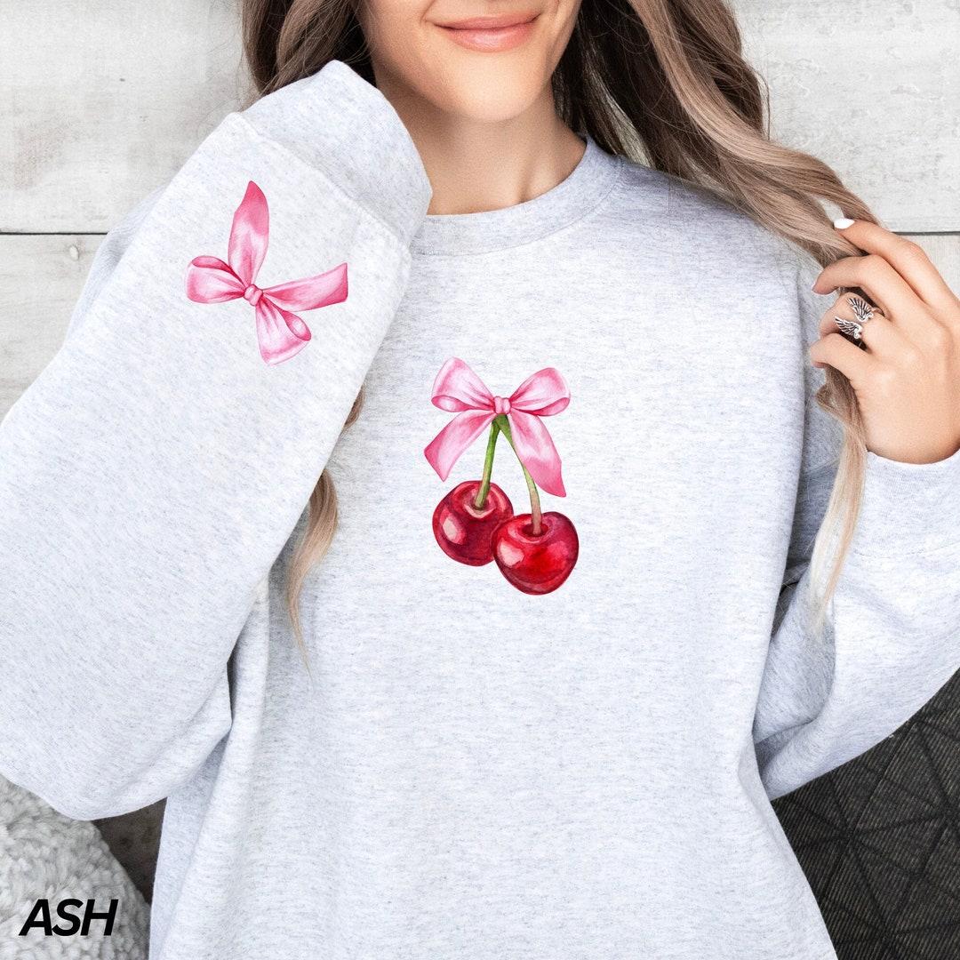 Coquette Sweatshirt, Cherry and Bow Sweatshirt, Cherries With Bow Shirt