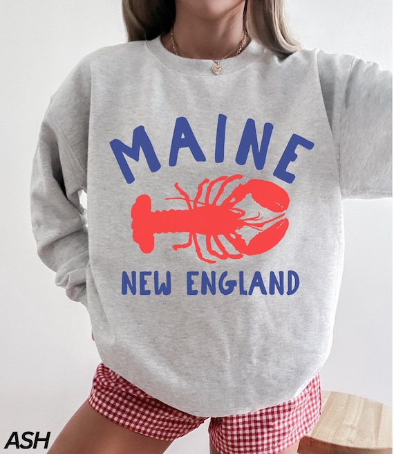 Maine Sweatshirt, Lobster Sweatshirt, Maine New England Shirt, Fisherman Aesthetic, Beach Sweatshirt, Beach Shirt, Gift for Travel Lover