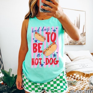 Bad Day To Be a Hotdog-tanktop, hotdogshirt, Comfort Colors®-tanktop, Bad Day To Be a Hotdog, grappig 4 juli-shirt, Labor Day-shirts Island Reef