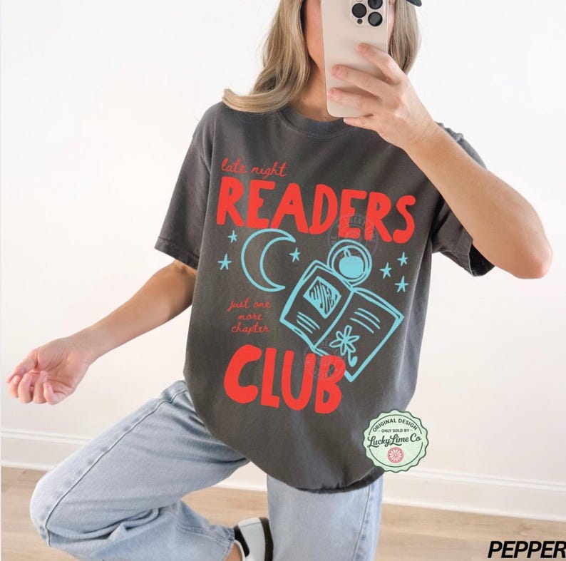 Comfort Colors® Book Shirt, Late Night Readers Club TShirt, Bookish Shirt, Bookworm Shirt, Reading Graphic Tee, Book Lover Gift, Reader Tee image 1