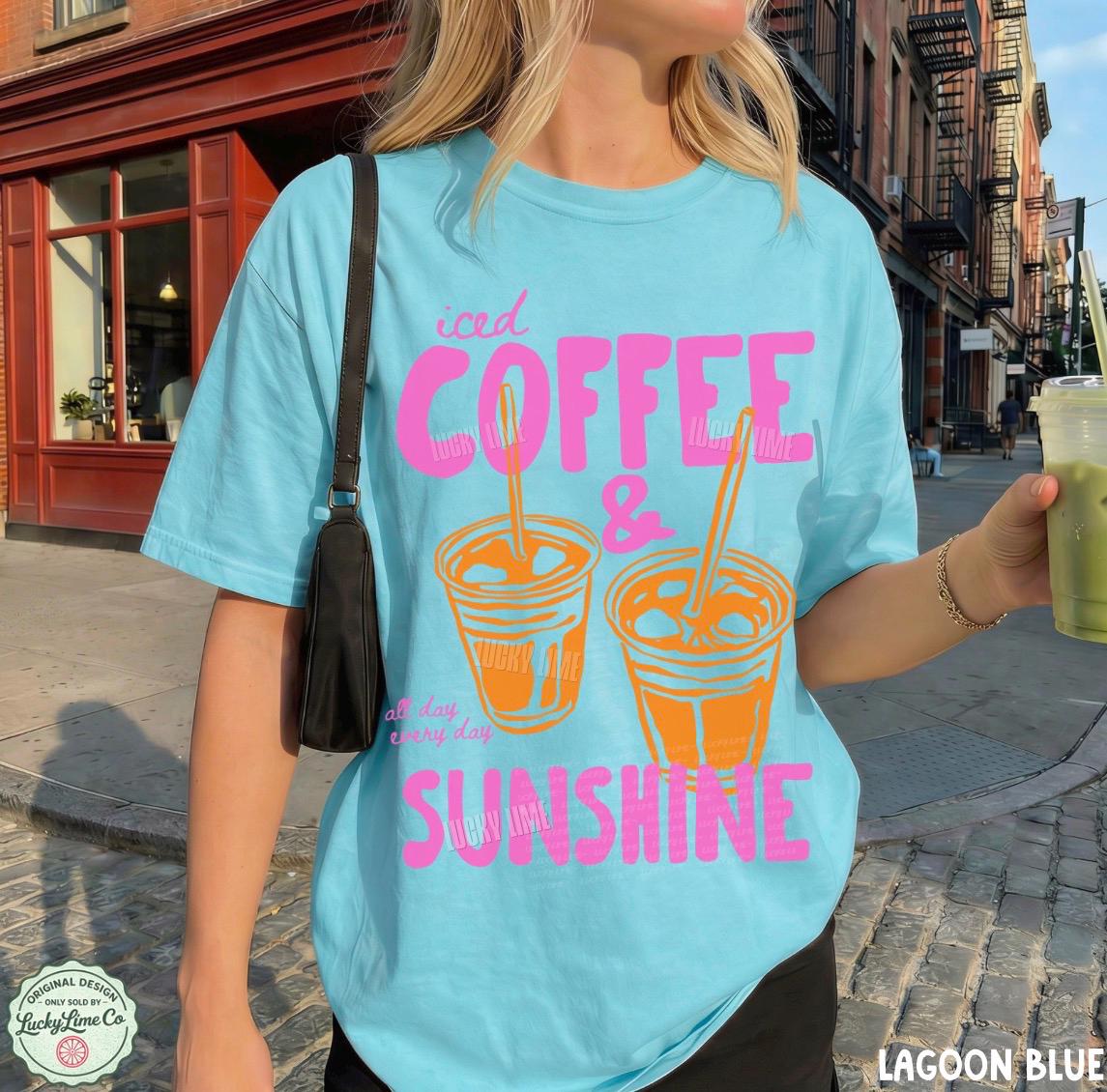 Iced Coffee and Sunshine Shirt, Iced Coffee Shirt, Coffee Lover Gifts, Summer Tshirt, Summer Vibes Shirt, Coffee TShirt, Comfort Colors® Tee