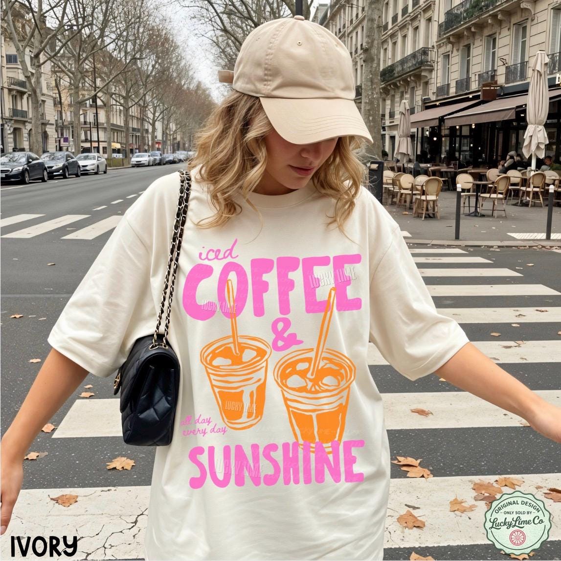 Iced Coffee and Sunshine Shirt, Iced Coffee Shirt, Coffee Lover Gifts, Summer Tshirt, Summer Vibes Shirt, Coffee TShirt, Comfort Colors® Tee