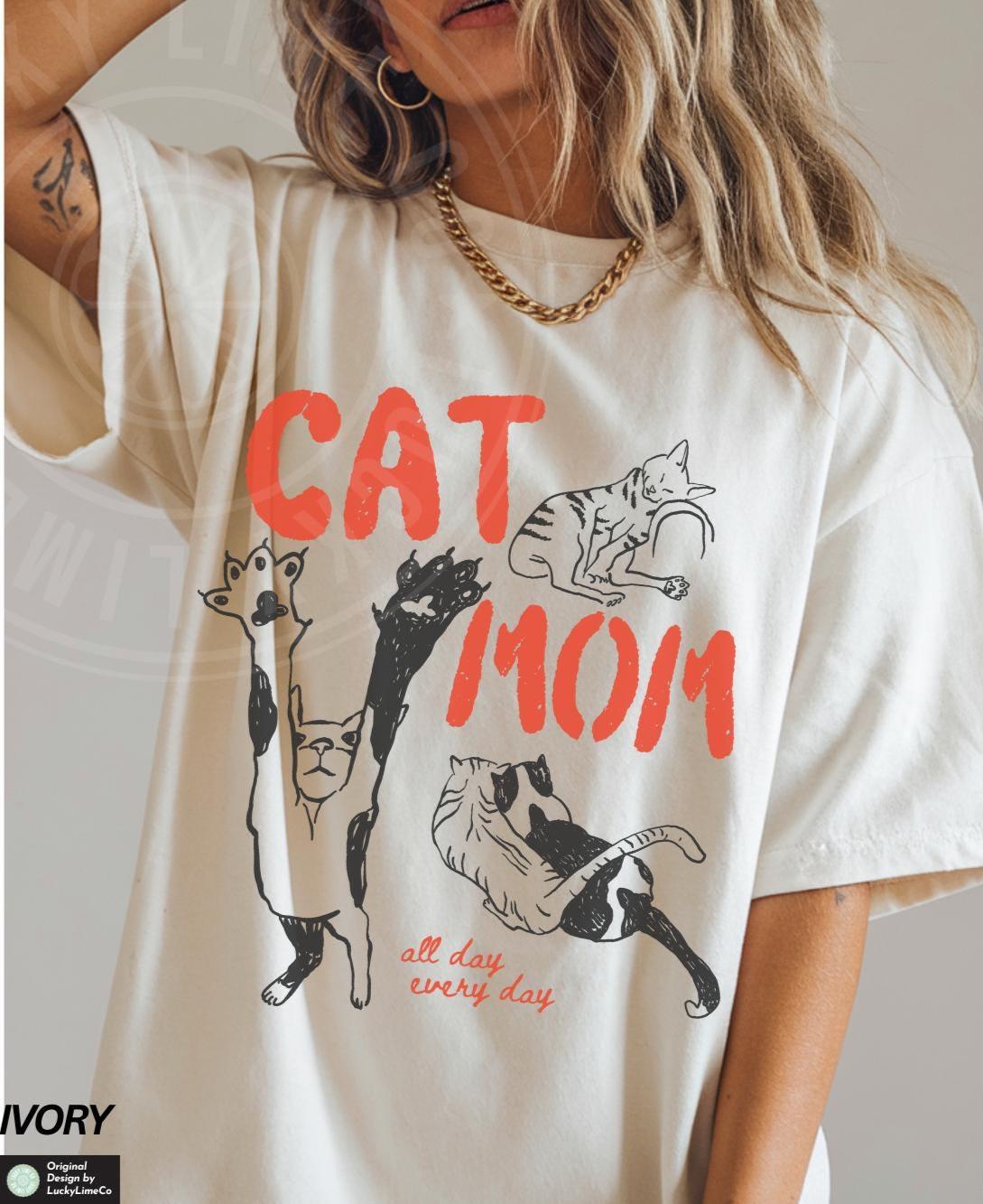Funny Cat Mom Comfort Colors® Shirt , Gift for Cat Lovers, Cute Feline Graphic Tee, Mother’s Day Cat Mom TShirt, Cat Mama Shirts, Mama Shirt