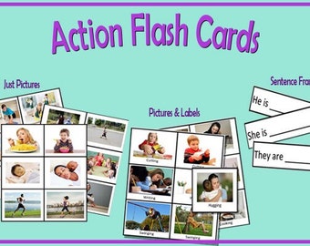 Cartes Flash d'action et cadres de phrases