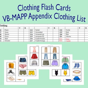 30+ Kleidung Clip Cards - VB-MAPP Anhang Liste