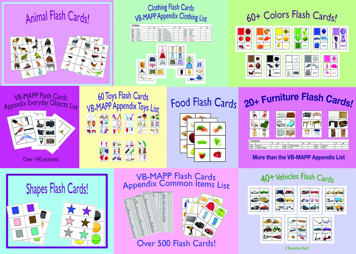 VB-MAPP Appendix List Flash Card Bundle! 1000+ Pictures - Etsy