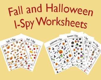 Fall and Halloween I-Spy Worksheets!