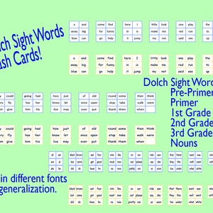 600+ Sight Words Flash Cards - Dolch Sight Words Lists