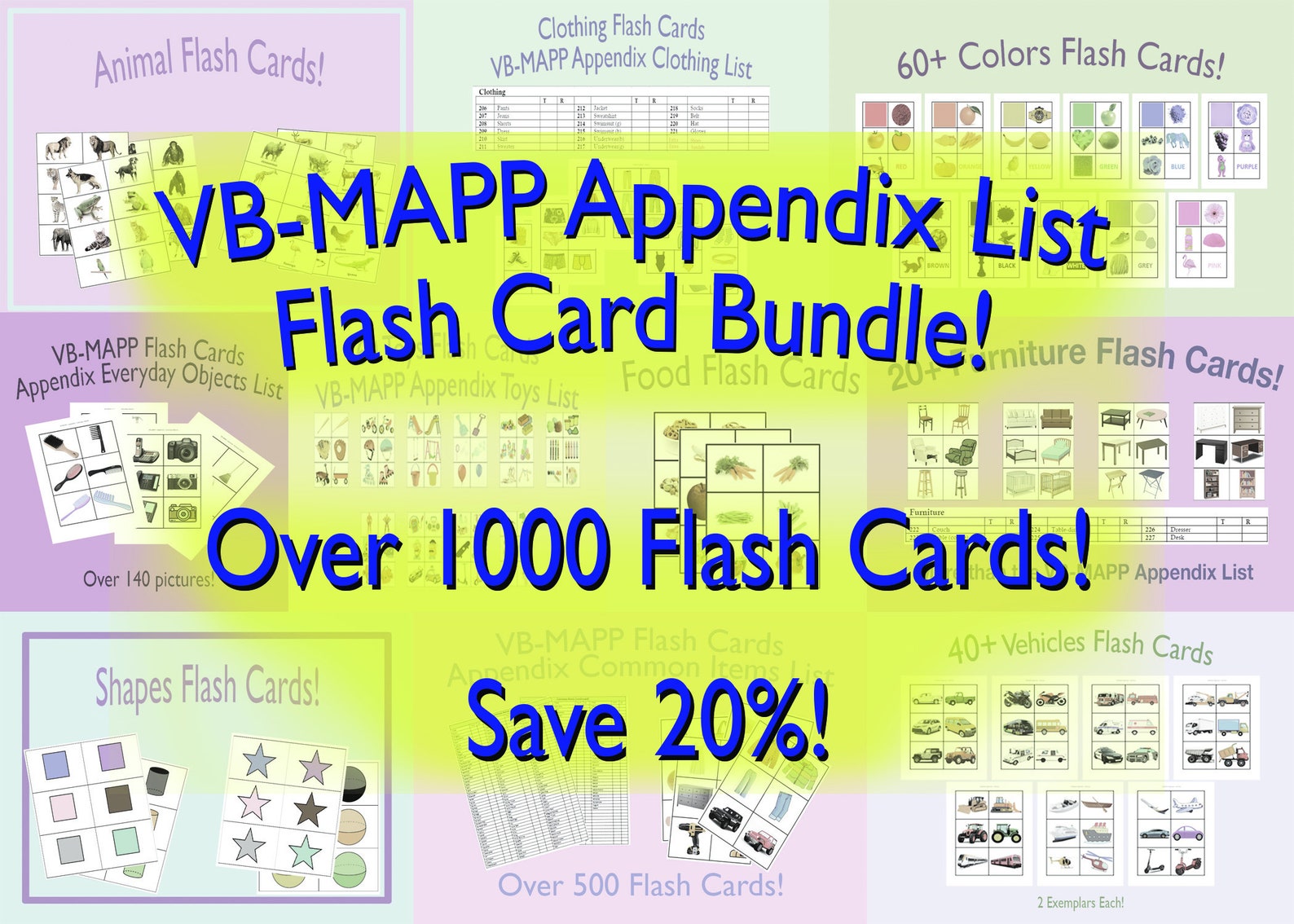 VB-MAPP Appendix List Flash Card Bundle! 1000+ Pictures - Etsy