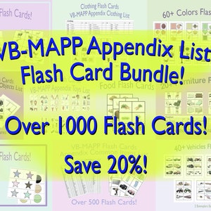 Pacote de cartões flash da lista de apêndices VB-MAPP! Mais de 1000 fotos