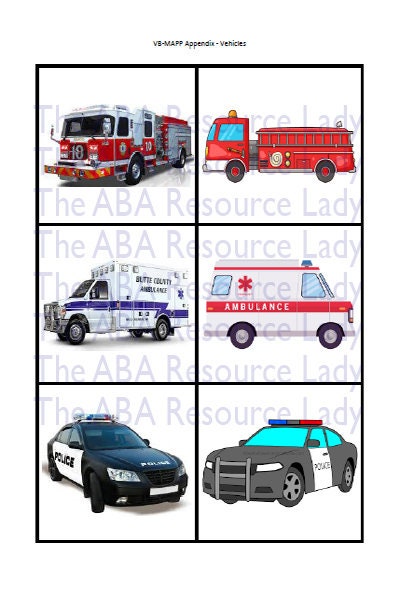 40+ Vehicles Flash Cards - VB-MAPP Appendix List - Etsy