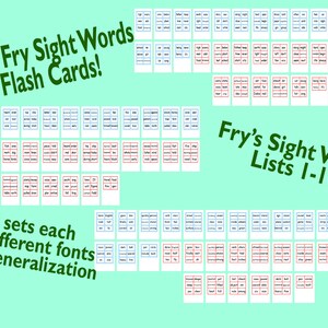 2000 Sight Words Flash Cards - Fry's Sight Words Listas 1-10
