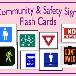 Community & Safety Signs Flash Cards