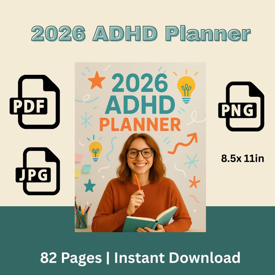 2026 ADHD Planner Printable Daily Weekly and Monthly Organizer With ...