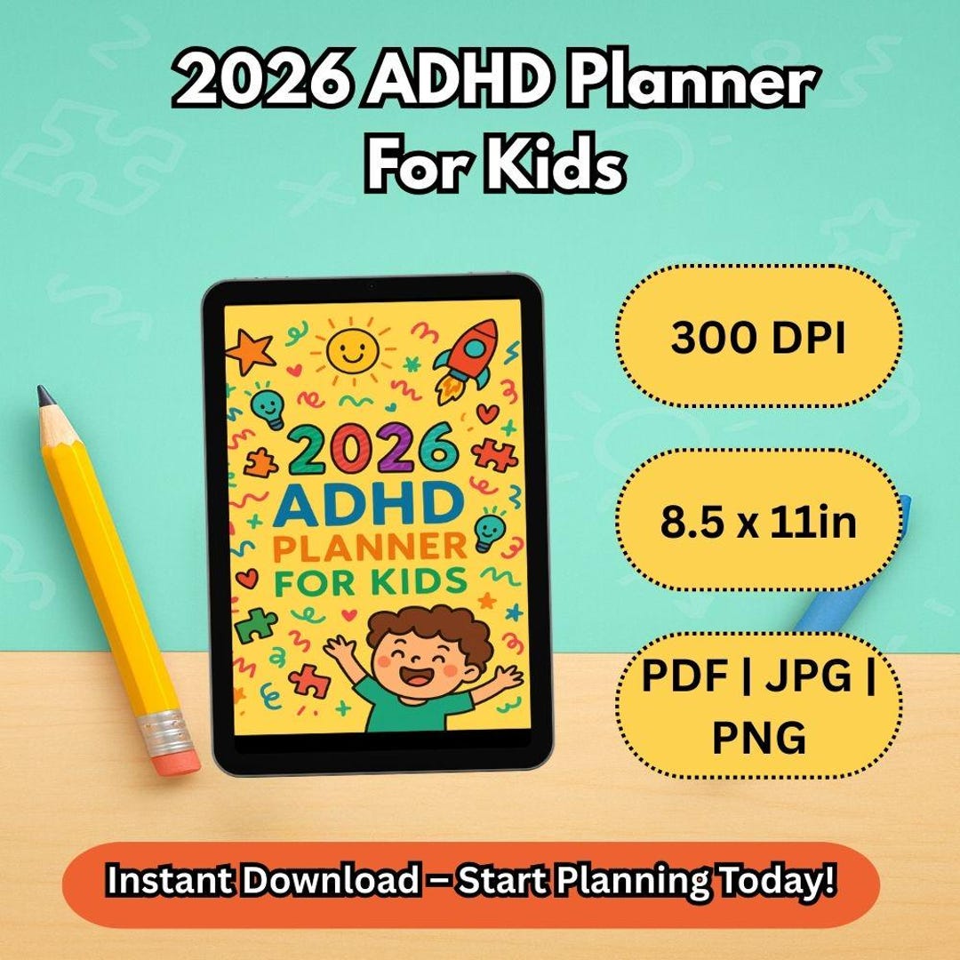 2026 ADHD Planner for Kids Printable Daily and Monthly Organizer Focus ...
