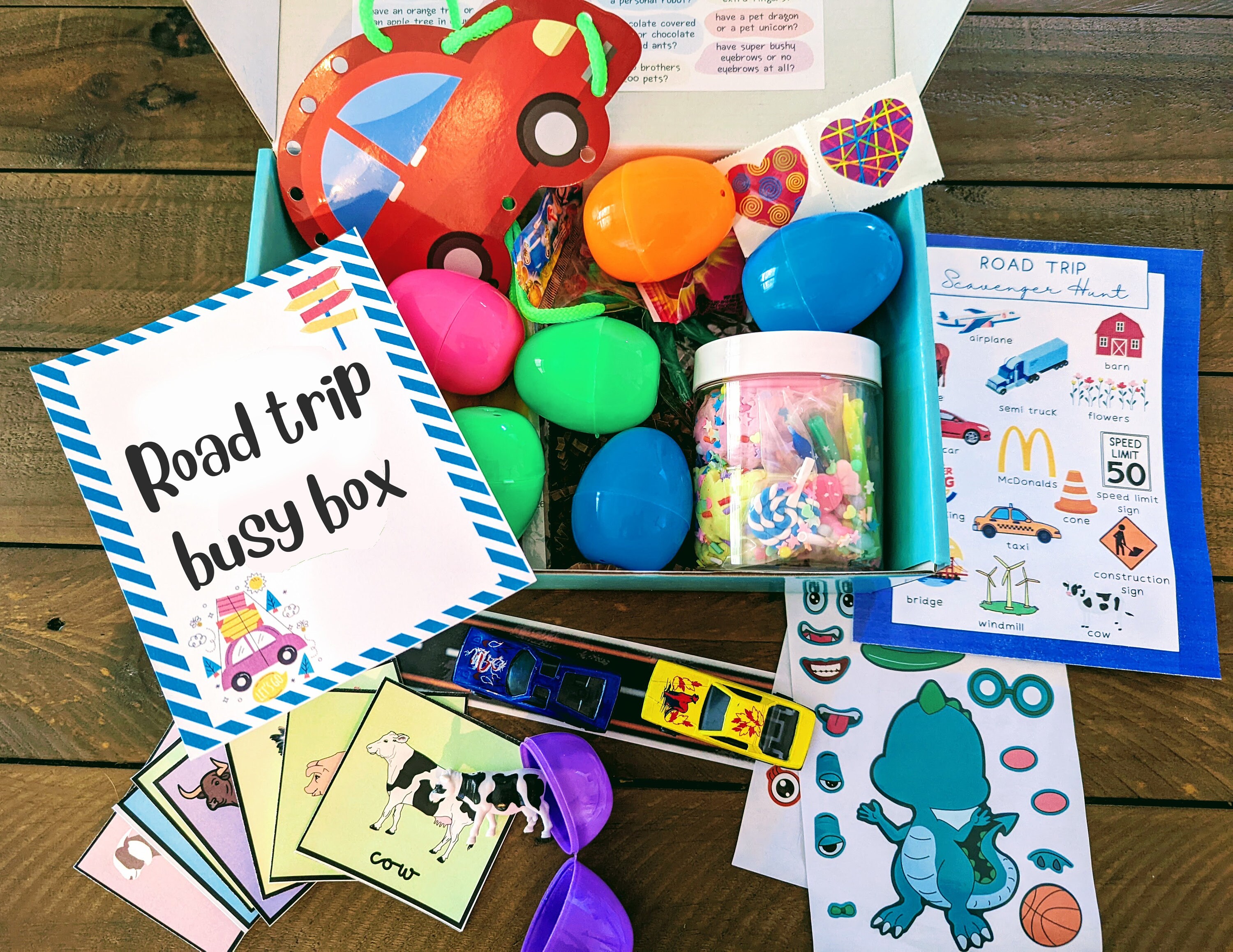 Road Trip Travel Busy Box for Kids 310 Yrs. W/ Playdoh, Activities