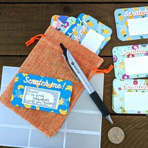 Set of 24 Lunchbox Notes, Scratch Off, Back to School, Drawstring Bag Included