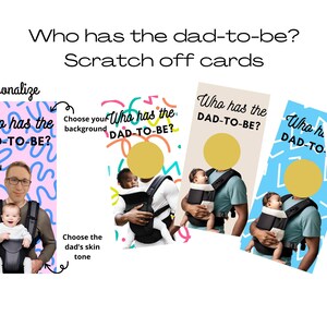 Baby Shower Game - Who has the dad to be? Scratch off cards, custom with dad's face & celebrity faces Who has the dad? Who has the daddy? image 2