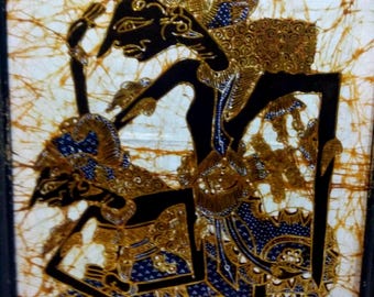 Wayang-batikschilderij - Rama en Shinta