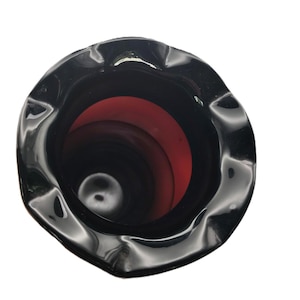 Dramatic Vintage Black Amethyst Glass Vase