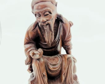 Vintage Hand-Carved Wood Wise Man Figure 6" Tall Tribal Folk Art