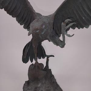 Signed Jules Moigniez Patinated Bronze Eagle Sculpture, Reproduction