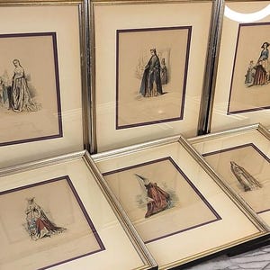 Set of Seven Antique French Fashion Engravings by Pauquet