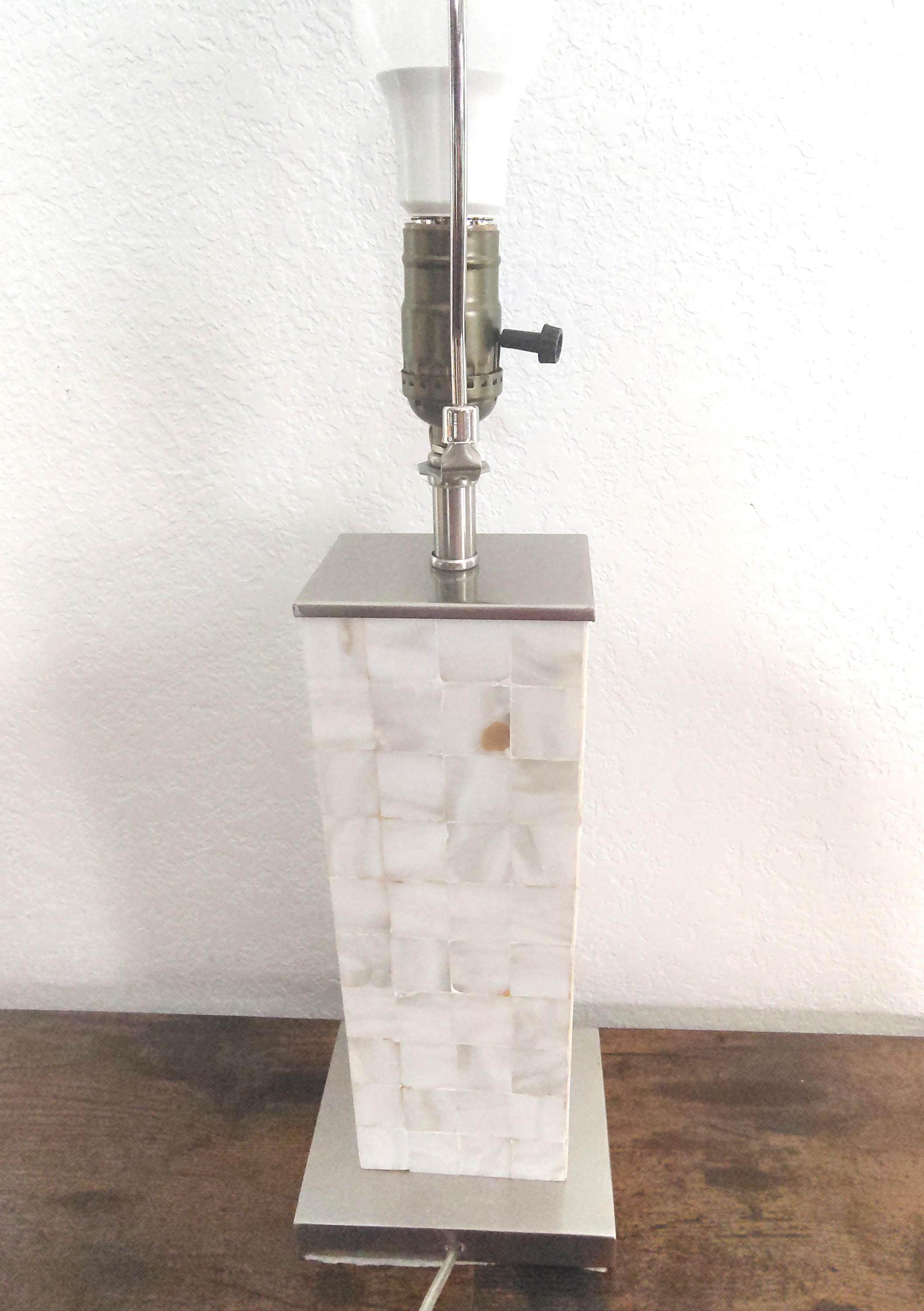 Vintage Capiz Shell Table Lamp Base - Iridescent Tiled Column Coastal ...