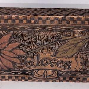 Vintage Art Nouveau Glove Box with Carving