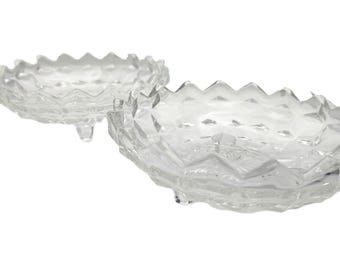 Set of 2 American Fostoria Crystal Three-Footed Bowls