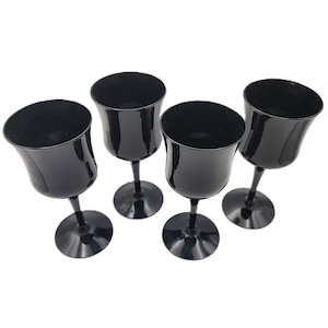 Vintage Black Amethyst Wine Glass Set of 4
