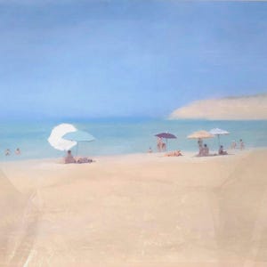 Impressionistic Beach Scene Print, 36x28 Inches, Serene Coastal Art